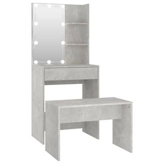 Berkfield Home Dressing Table Set with LED Concrete Grey Engineered Wood