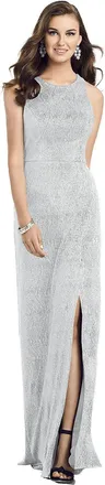 The Dessy Group Sleeveless Scoop Neck Metallic Trumpet Gown
