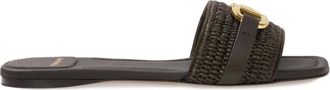 Ferragamo wicker-strap flat sandals - women - CALFSKIN/Calf Leather/Calf Leather/Straw - 8.5C - Brown