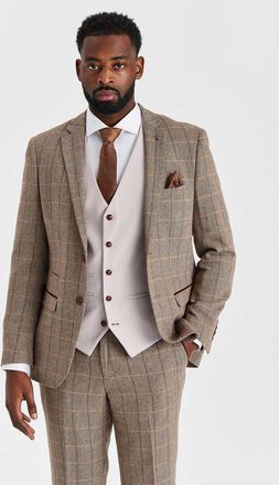 PAUL ANDREW Check Tweed Suit 3 Piece with Contrast Waistcoat