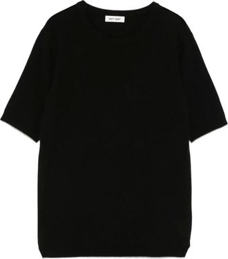 Soft Goat Truien & Vesten, Dames, Zwart, S, Kasjmier, Ribgebreide Crew Neck met Korte Mouwen