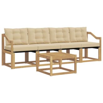 vidaXL Conjunto De Sof&aacute;s De Exterior Con Coj&iacute;n 5 Pcs Y Beige Vidaxl