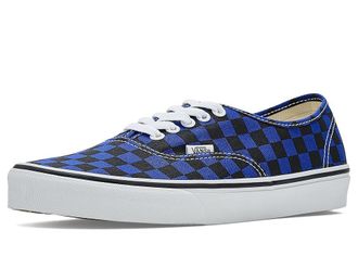 Vans Authentic Skate Shoes Checkerboard Blue/Black : Mens 12 - Womens 13.5 Medium, Canvas/Leather/Suede