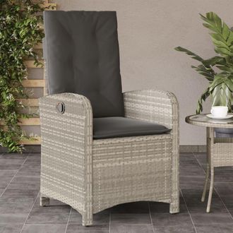 vidaXL Vidaxl - Sill&oacute;n De Jard&iacute;n Reclinable Con Cojines Rat&aacute;n Pe Gris Claro