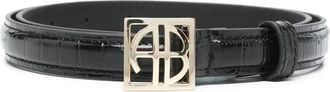 Anine Bing Zwarte Riem met Logo-Gesp en Verstelbare Pasvorm - Dames - Riemen - Zwart - M/L - Accessoires