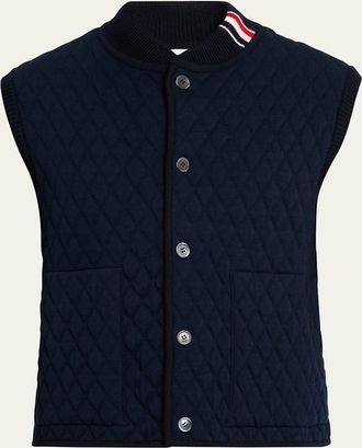 Thom Browne Mens Wool Quilted Knit Vest