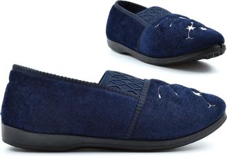 Generic Ladies Slip On Slippers Size 3 Ladies Carpet Slippers Size 8 Womens Carpet Slipper Womens Slip On Slipper Sizes 3-8 Navy 8 UK