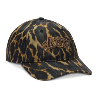 Ganni Caps, female, Black, Size: ONE SIZE Printed Nylon Cap