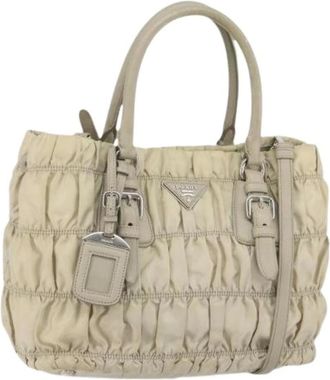 Prada Pre-owned Handbags, female, Beige, Size: ONE SIZE Pre-owned Vintage Nylon Handbag