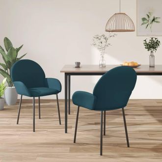 Nova Sillas De Comedor 2 Unidades Terciopelo Azul Vidaxl