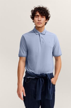 Bugatti Poloshirt BUGATTI Modern Fit, Herren, Gr. 4XL, blau (330, blaugrau), 100% Baumwolle, unifarben, normal, ohne Ausschnitt, Rippb&uuml;ndchen, Shirts Poloshir