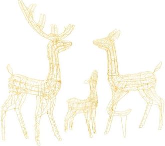 vidaXL Familia de renos de Navidad acrílico 300 LEDs blanco cálido vidaXL