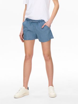 Only Shorts ONLY ONLPEMA - Shorts mit elastischem Bund f&uuml;r l&auml;ssigen Jeanslook, Damen, Gr. XS (34), N-Gr, blau (medium blau), Web, Obermaterial: 100% Lyocel