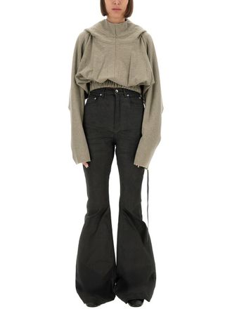 Rick Owens Cropped Hooded Tunic Sweatshirt