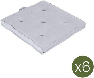 ED&Egrave;N JARD&Iacute; Pack de 6 cojines para sillas de jard&iacute;n olefin gris claro 42x42 cm