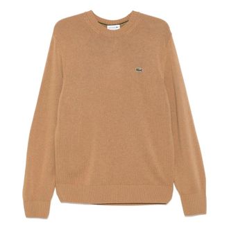 Lacoste Wollen trui met ronde hals - Heren - Truien - Bruin - Maat: M Wol
