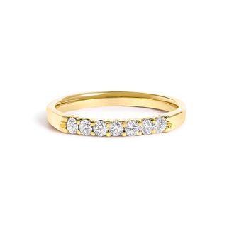House of Brilliance 14K Gold 1/10 Cttw Diamond 7 Stone Band Ring
