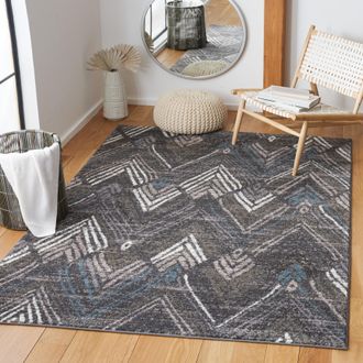 Safavieh Amsterdam Machine Made Area Rug, Dark Grey / Grey Contemporary Style Easy Care
