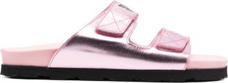 Palm Angels logo-print leather flat sandals - women - Leather - 37 - Pink