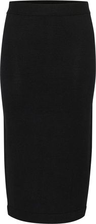 Saint Tropez Zwarte Geribbelde Gebreide Rok - Dames - Midirokken - Zwart - S - Rokken