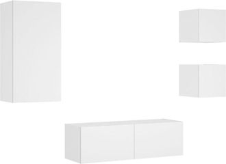 vidaXL Vidaxl - Muebles De Tv De Pared Con Luces Led 4 Piezas Blanco