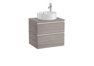 Roca Roca - Mueble Base De 2 Cajones Para Lavabo De Sobre Encimera Central The Gap Color: Roble City Texturizado - Medidas: 605x460x537 Mm