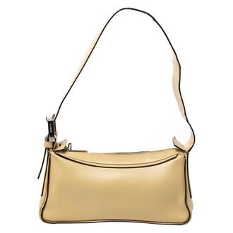Bally Light Yellow Leather Zip Shoulder Bag