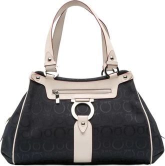 Ferragamo 2000-2025 Gancini Canvas shoulder bag - Blauw