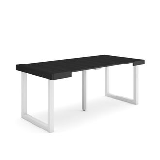 Skraut Home Mesa Consola Extensible, Mesa Comedor Plegable, 180, Para 8 Comensales, Patas Madera Maciza, Estilo Moderno, Negro - Skraut Home