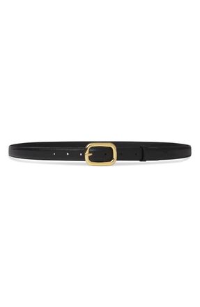 Frame Denim The Rounded Buckle Leather Belt in Black at Nordstrom, Size X-Large