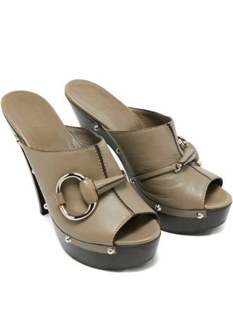 Gucci Icon Bit platform mules - women - Calf Leather/Calf Leather/Rubber - 40.5 - Grey