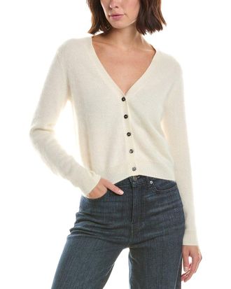 Sofiacashmere Brushed Cashmere Cropped 100% Cashmere Cardigan