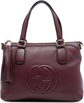 Gucci Pre-owned Handbags, female, Red, Size: ONE SIZE Pre-owned Leather Tote Bag