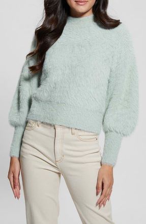 Guess Keyla Fuzzy Bishop Sleeve Sweater in Sweet Mint at Nordstrom, Size X-Small