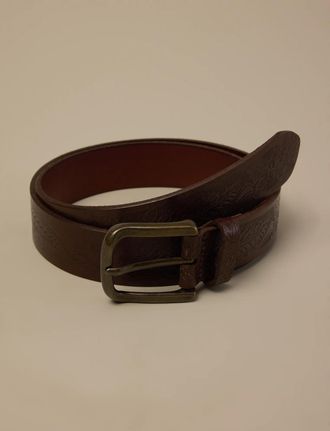 Lucky Brand Foliage Embossed Leather Belt