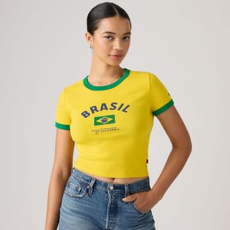 Levi's Brazil Womens Ringer Tee - Womens - XL - Yellow / X Brasil