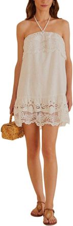 Farm Rio Embroidery Guipure Off White Mini Dress