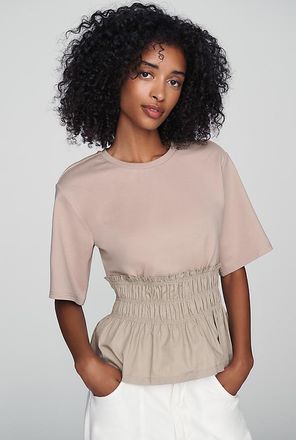 Dolan 100% Cotton Smocked Peplum Tee