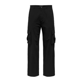 Only & Sons Only & Sons, Broeken, Heren, Zwart, W34, Linnen, Bob Cargo Broek