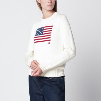 Polo Ralph Lauren Maglione color crema con bandiera