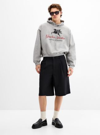 Djab Mens Pleated soft twill Bermuda Shorts Loose fit