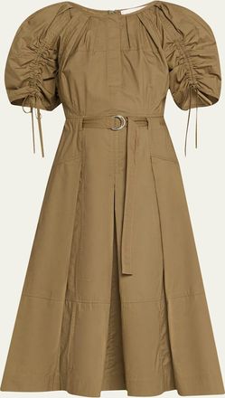3.1 Phillip Lim Ruched-Sleeve Midi Dress
