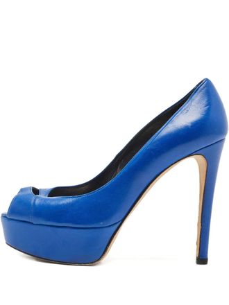 Stuart Weitzman 125mm platform peep-toe pumps - Blue