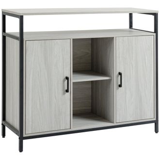 HOMCOM Modern Sideboard Storage Cabinet with Adjustable Shelves Light Grey | TJ Hughes