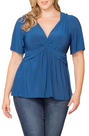 Kiyonna Abby Twist Front Top in Aegean Blue at Nordstrom, Size 0X