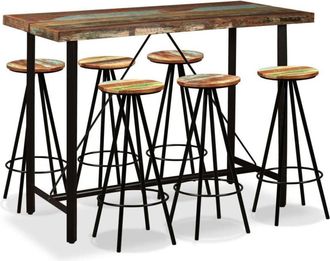 vidaXL Bar Set 7 Pieces Solid Reclaimed Wood vidaXL