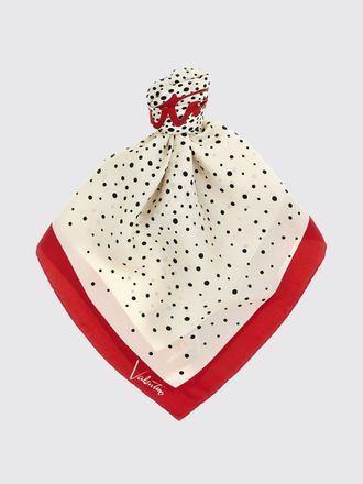 Valentino Garavani Polka Dot and Logo Print Silk Foulard