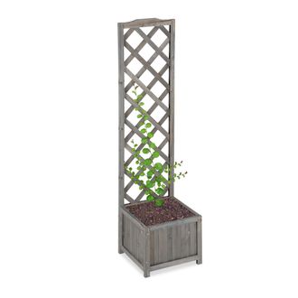 Relaxdays Relaxdays - Enrejado De Jard&iacute;n Con Macetero, Madera De Abeto, 25 L, 147 Cm, Gris
