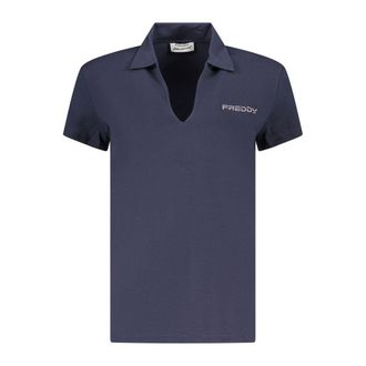 Freddy Blauwe Katoenen Dames T-shirt