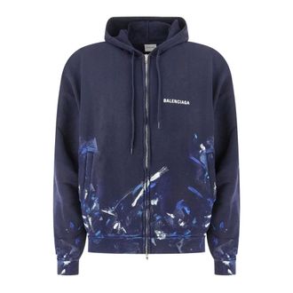 Balenciaga Sudadera con cremallera extragrande con salpicaduras de pintura - Sweatshirts & Hoodies - Hombre - Azul - M